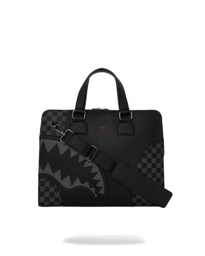 Black Sprayground Raceway Shadow Phantom Attaché Briefcase | 80574-JXKI