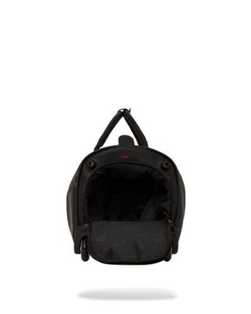 Black Sprayground Raceway Shadow Phantom Wheely Duffle Bags | 78961-LFHI