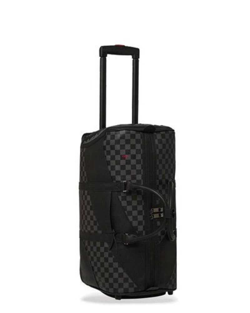 Black Sprayground Raceway Shadow Phantom Wheely Duffle Bags | 78961-LFHI