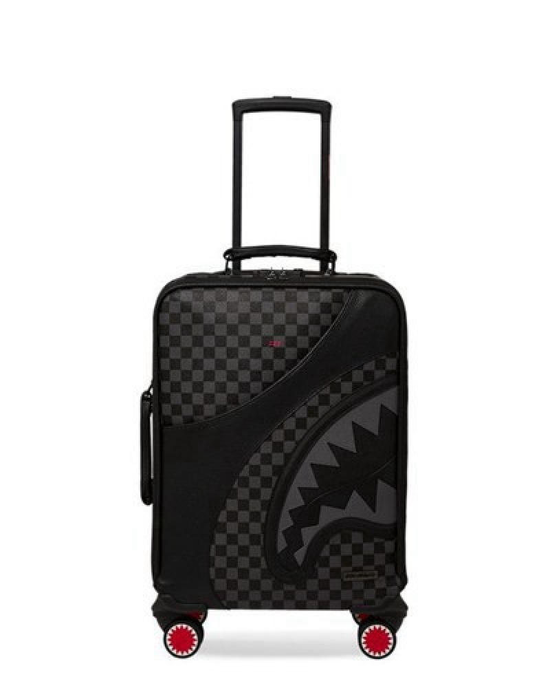 Black Sprayground Raceway Shadow Phantom Jetsetter Carry-on Luggage | 01537-PORC