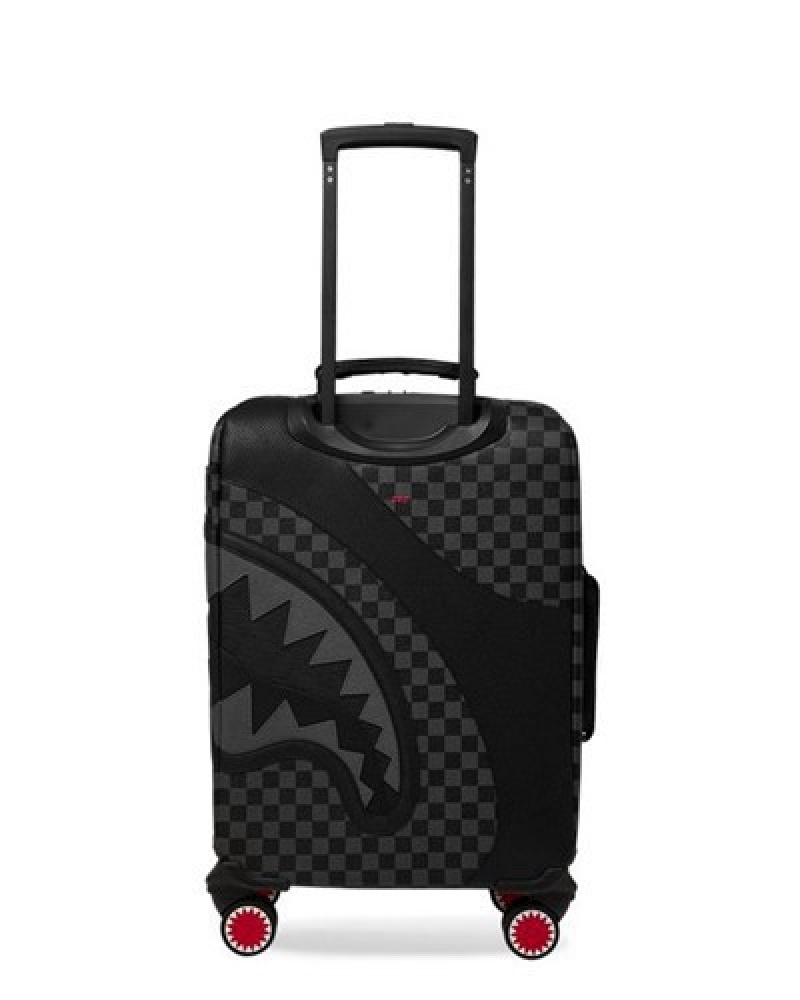 Black Sprayground Raceway Shadow Phantom Jetsetter Carry-on Luggage | 01537-PORC