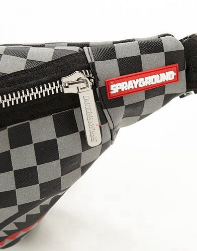 Black Sprayground Reflective Sharks In Paris Crossbody Bags | 29768-QMFS