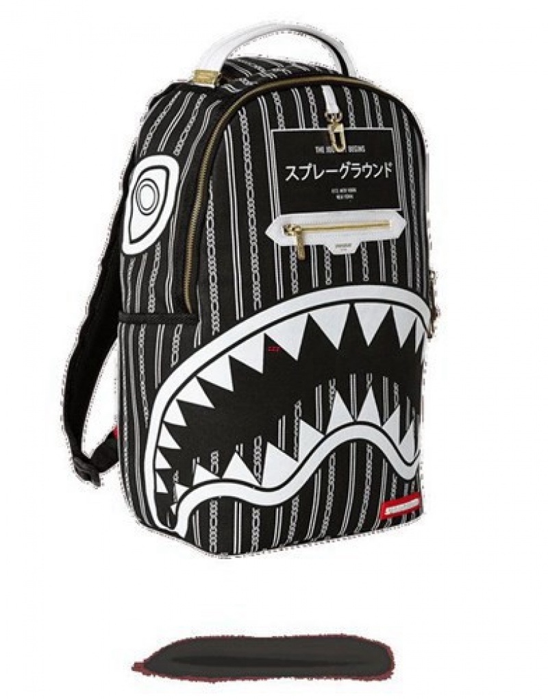 Black Sprayground Reverse Sharks In Paris Backpacks | 31248-HFKU