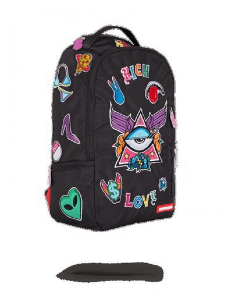 Black Sprayground Rich Love Backpacks | 75932-CMQZ