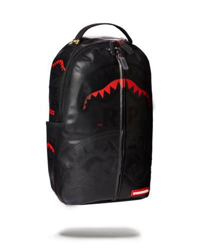 Black Sprayground Rip Me Open (Frosted Transparent) Backpacks | 26810-VDSE