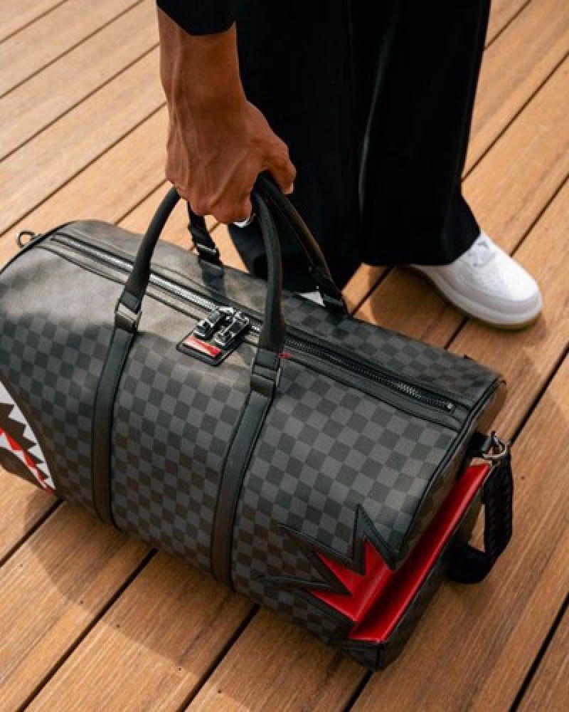 Black Sprayground Shark Bite Sharks In Paris Gray Duffle Bags | 42680-MCEN