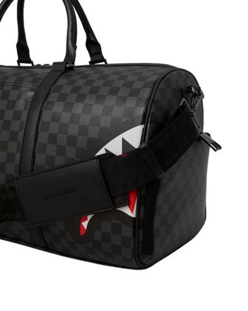 Black Sprayground Shark Bite Sharks In Paris Gray Duffle Bags | 42680-MCEN