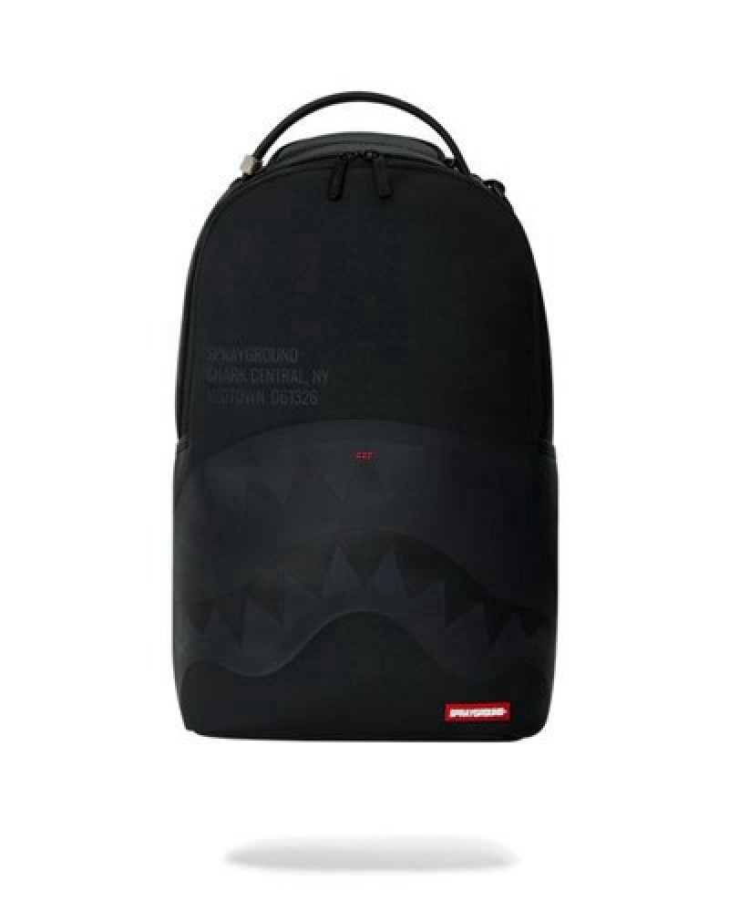 Black Sprayground Shark Central (Dlxv) Backpacks | 86709-YHRX