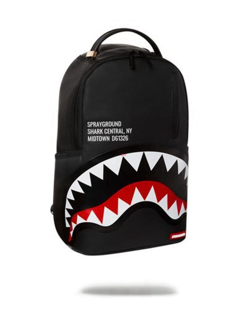 Black Sprayground Shark Central (Dlxv) Backpacks | 40218-TQJM