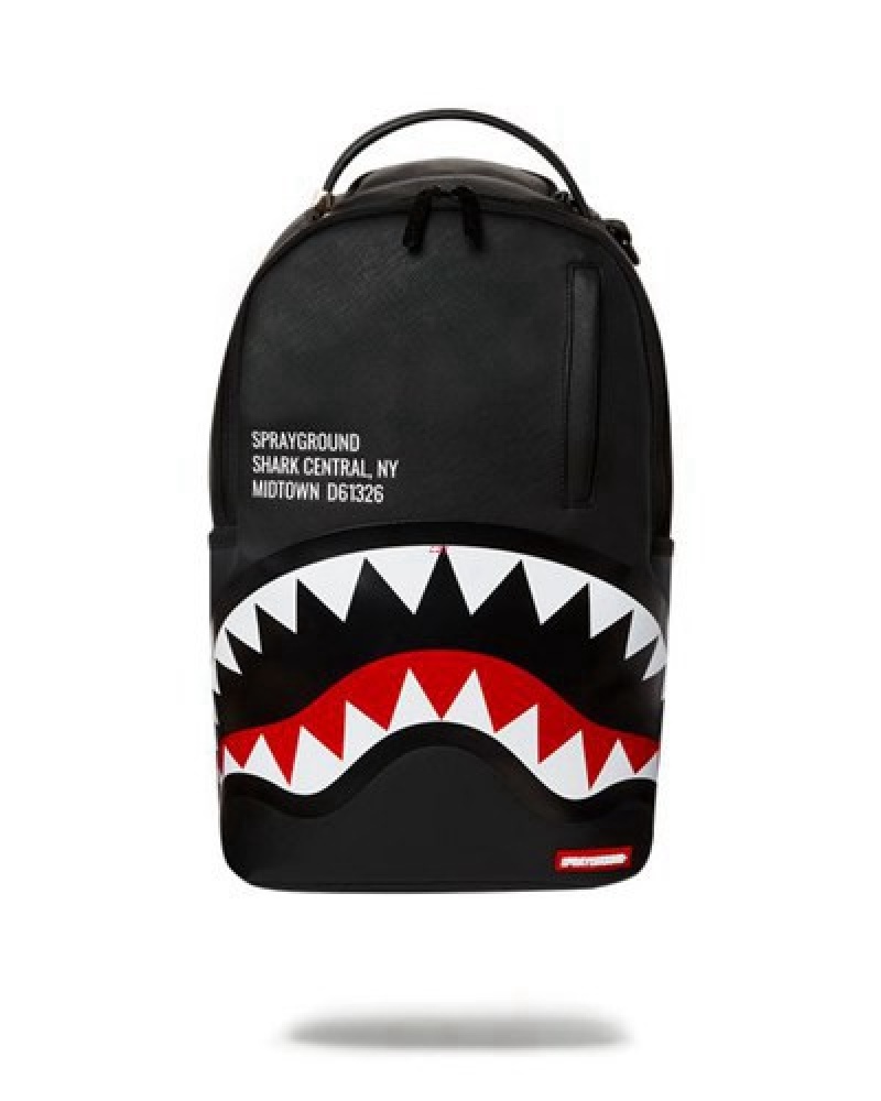 Black Sprayground Shark Central (Dlxv) Backpacks | 40218-TQJM