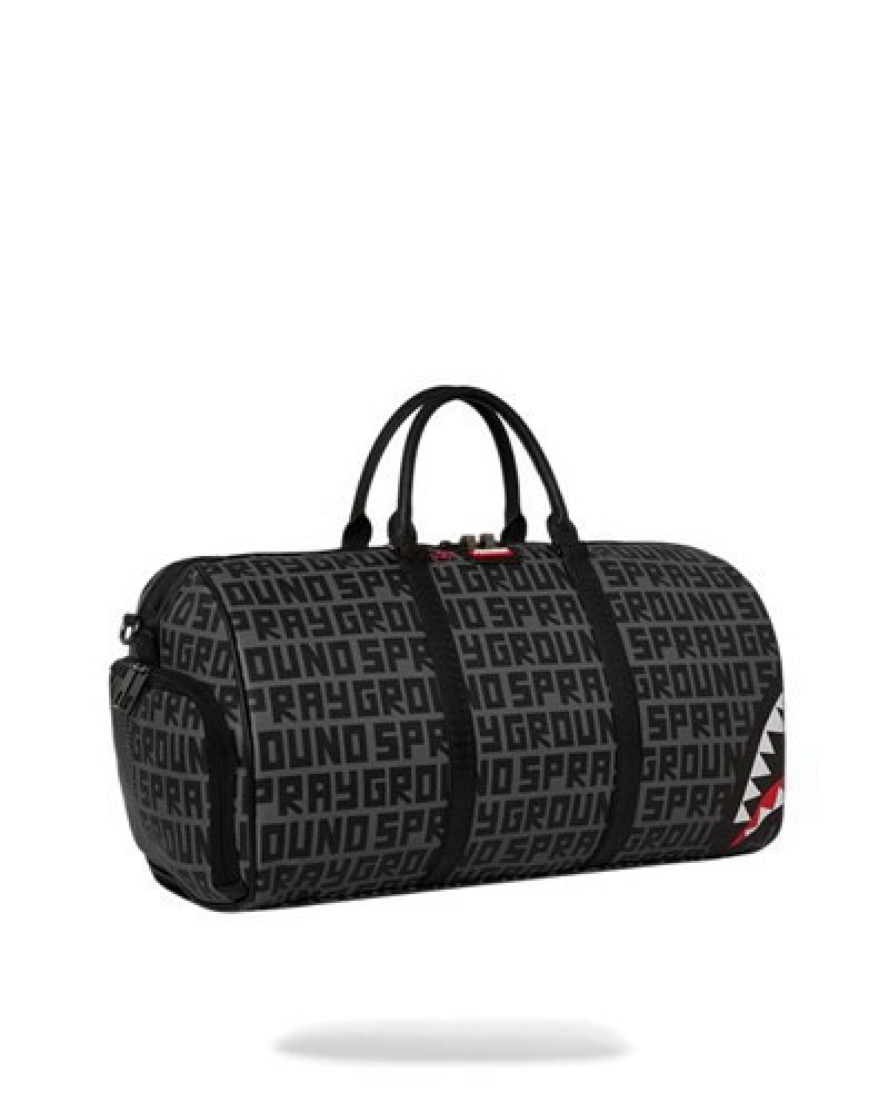 Black Sprayground Sharkfinity Stealth Pilot Duffle Bags | 35890-RTZN