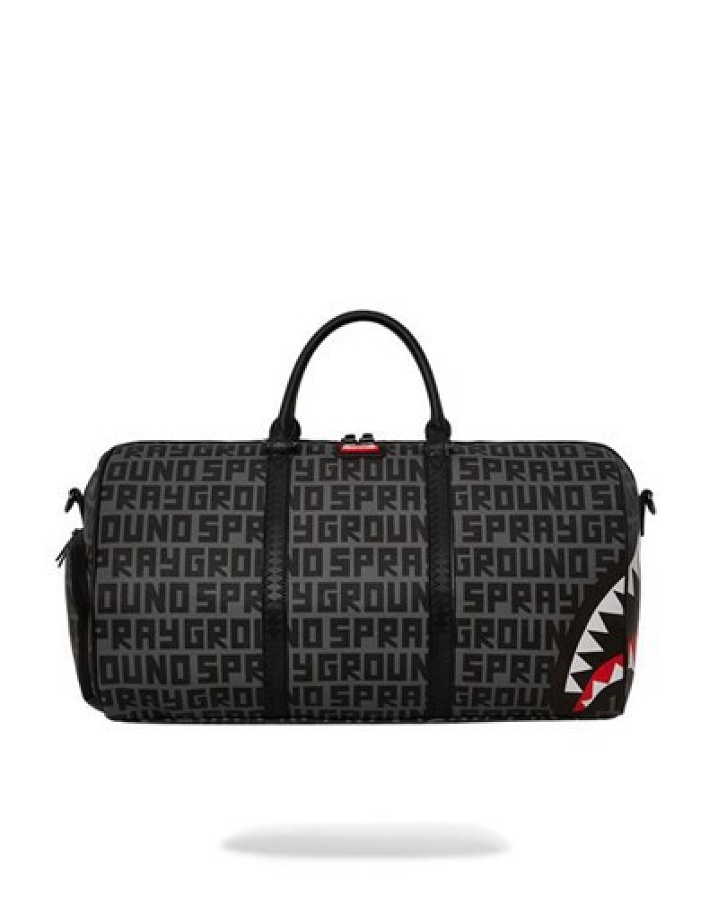 Black Sprayground Sharkfinity Stealth Pilot Duffle Bags | 35890-RTZN