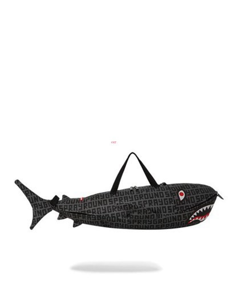 Black Sprayground Sharkfinity Stealth Pilot Shark Shape Duffle Bags | 26803-LVPN