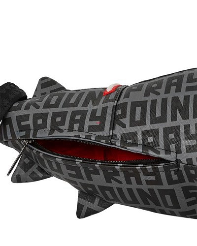 Black Sprayground Sharkfinity Stealth Pilot Shark Shape Duffle Bags | 26803-LVPN