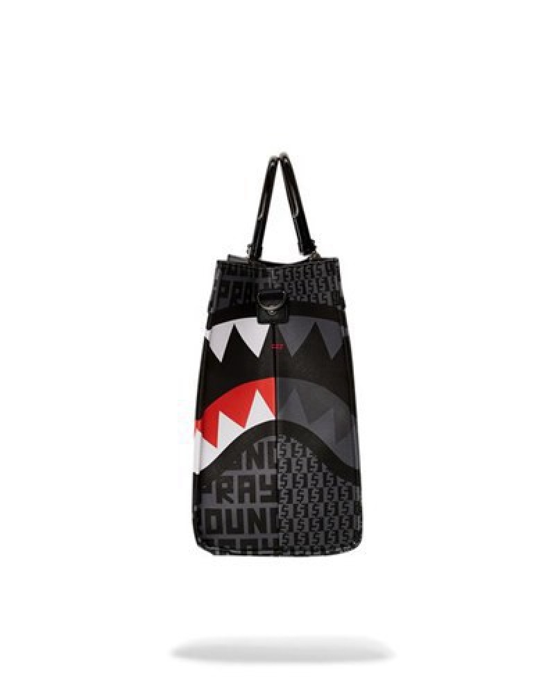 Black Sprayground Sharkfinity Stealth Pilot Tortuga Tote Bags | 76905-QXVW