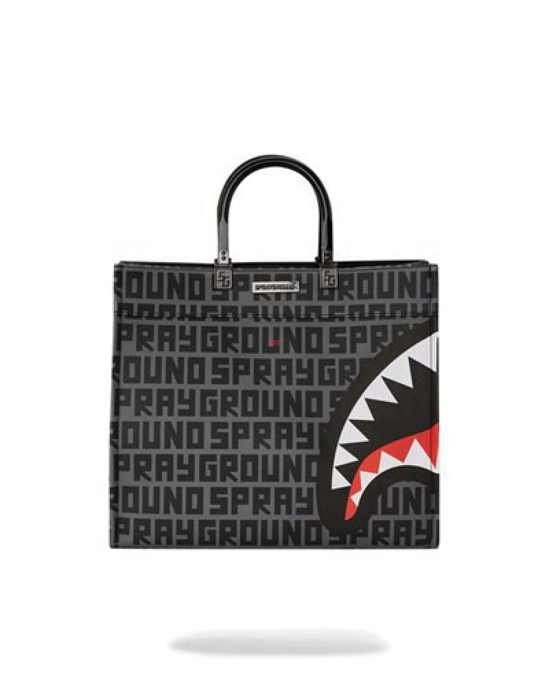 Black Sprayground Sharkfinity Stealth Pilot Tortuga Tote Bags | 76905-QXVW