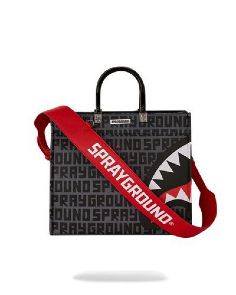 Black Sprayground Sharkfinity Stealth Pilot Tortuga Tote Bags | 76905-QXVW