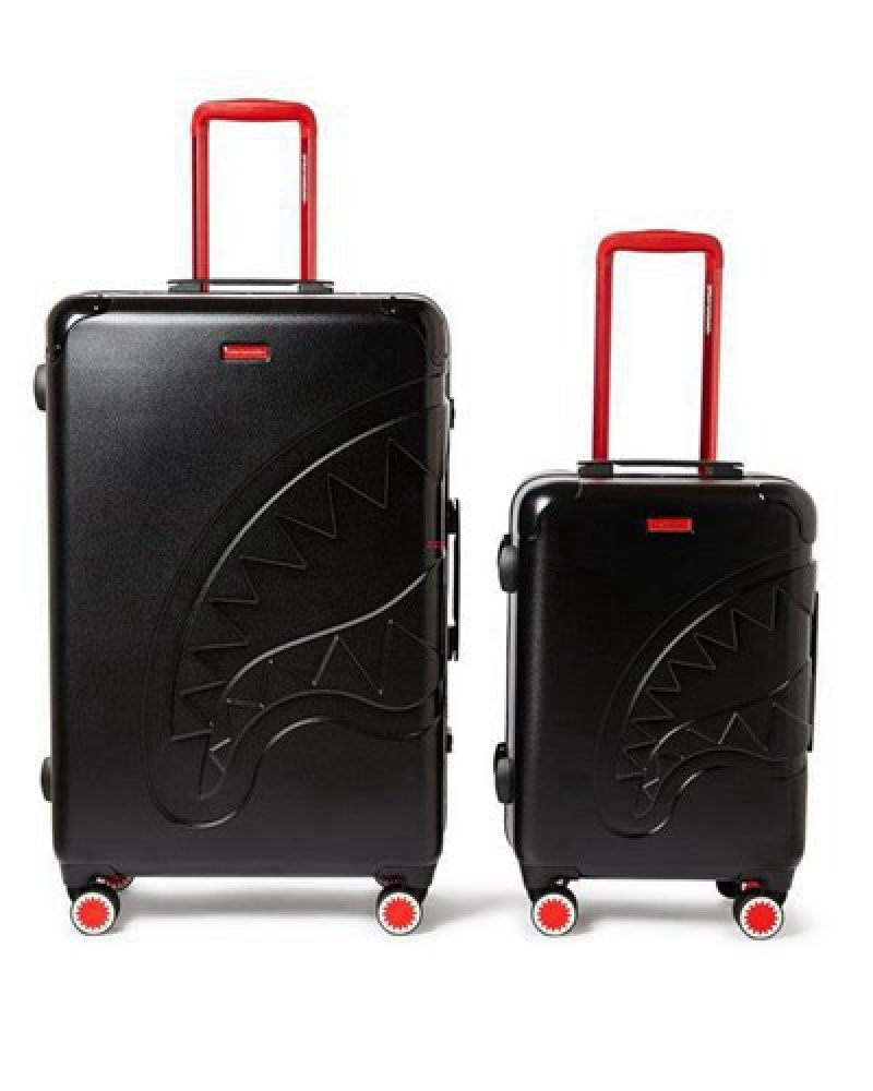 Black Sprayground Sharkitecture Molded 2 Pc Luggage Set | 42180-FAWM