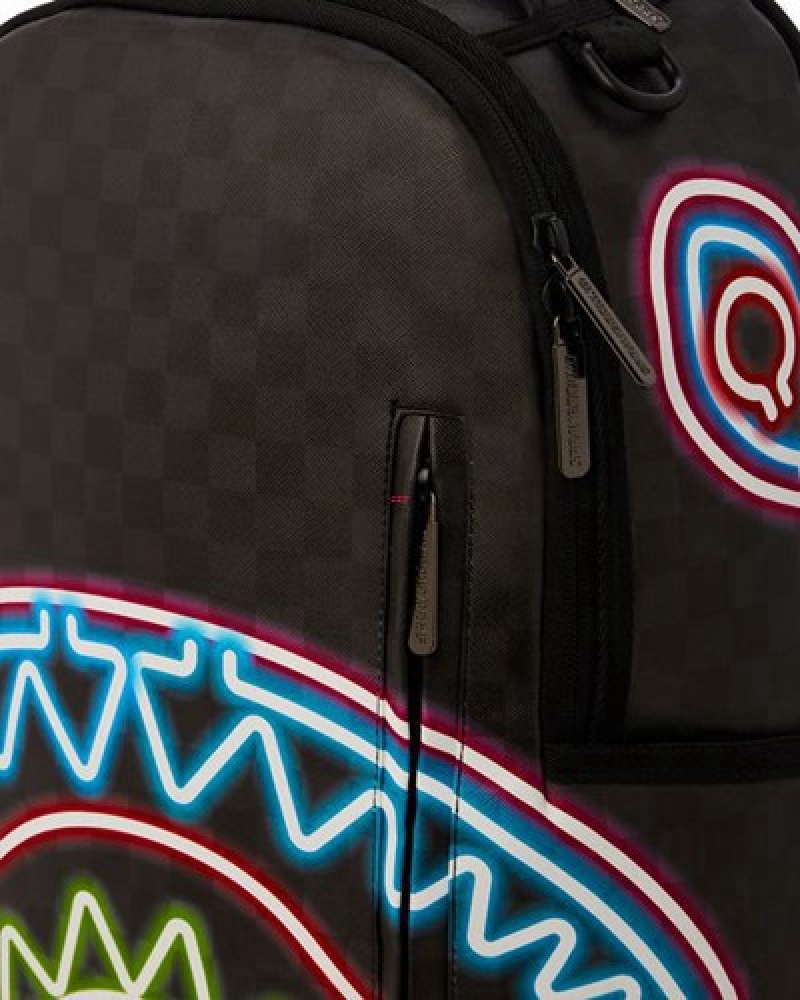 Black Sprayground Sharks In Paris Glow (Dlxv) Backpacks | 38015-FRBJ