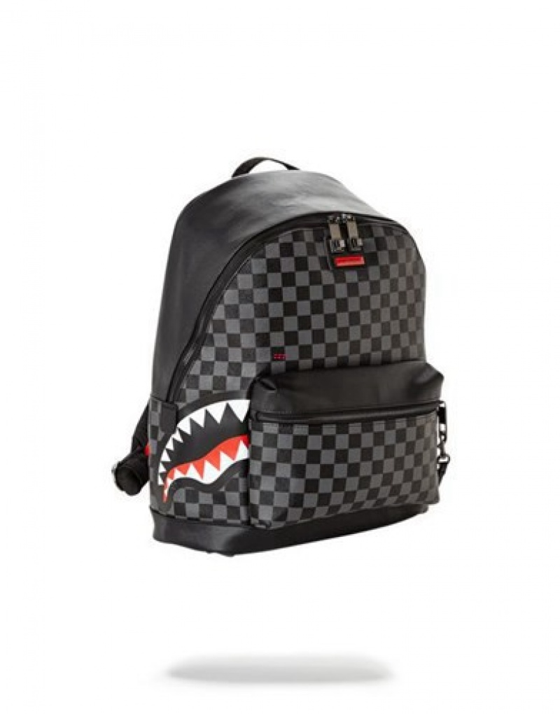 Black Sprayground Sharks In Paris ( CheckeEdition) Backpacks | 97208-PAVW