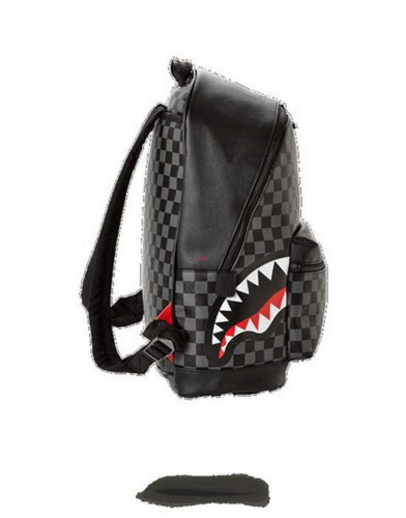 Black Sprayground Sharks In Paris ( CheckeEdition) Backpacks | 97208-PAVW