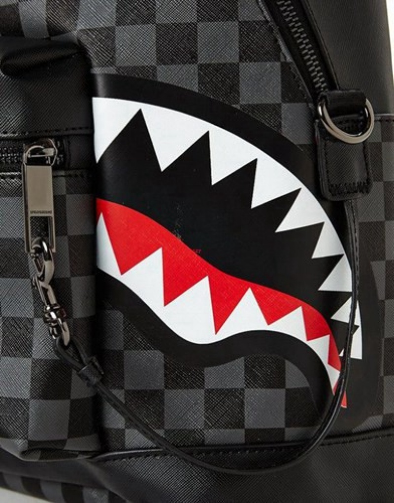 Black Sprayground Sharks In Paris ( CheckeEdition) Backpacks | 97208-PAVW