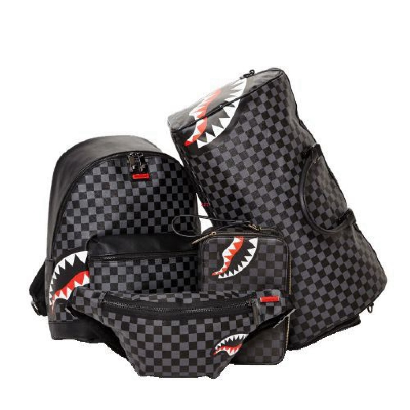 Black Sprayground Sharks In Paris ( CheckeEdition) Backpacks | 97208-PAVW