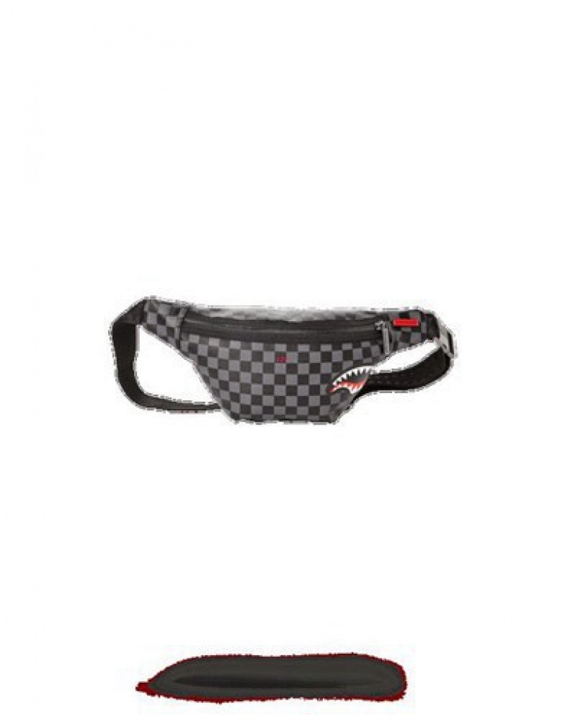 Black Sprayground Sharks In Paris ( CheckeEdition) Crossbody Bags | 78540-KAON