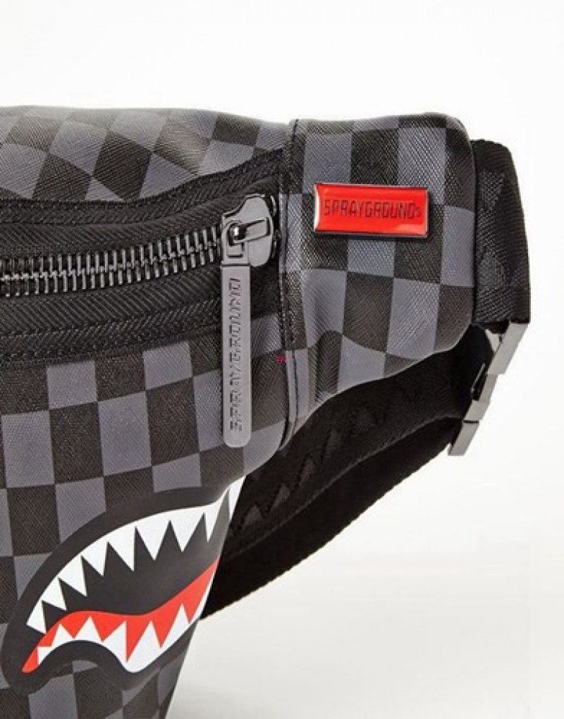 Black Sprayground Sharks In Paris ( CheckeEdition) Crossbody Bags | 78540-KAON