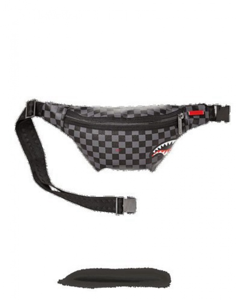 Black Sprayground Sharks In Paris ( CheckeEdition) Crossbody Bags | 78540-KAON