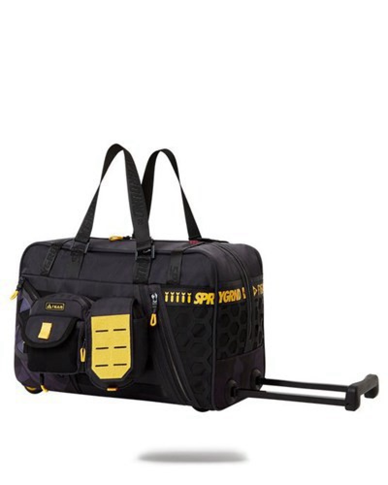 Black Sprayground Special Ops Ab Cargo Wheely Duffle Bags | 20345-OZMX