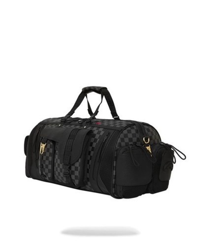 Black Sprayground Special Ops Night Watch Cargo Duffle Bags | 29847-QDGU