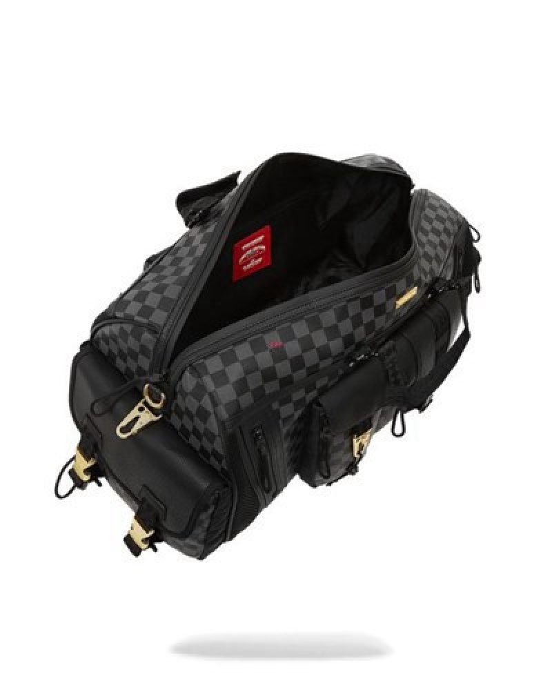 Black Sprayground Special Ops Night Watch Cargo Duffle Bags | 29847-QDGU