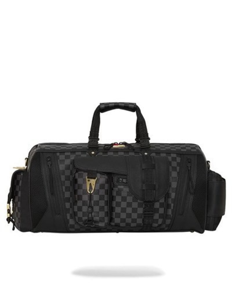 Black Sprayground Special Ops Night Watch Cargo Duffle Bags | 29847-QDGU