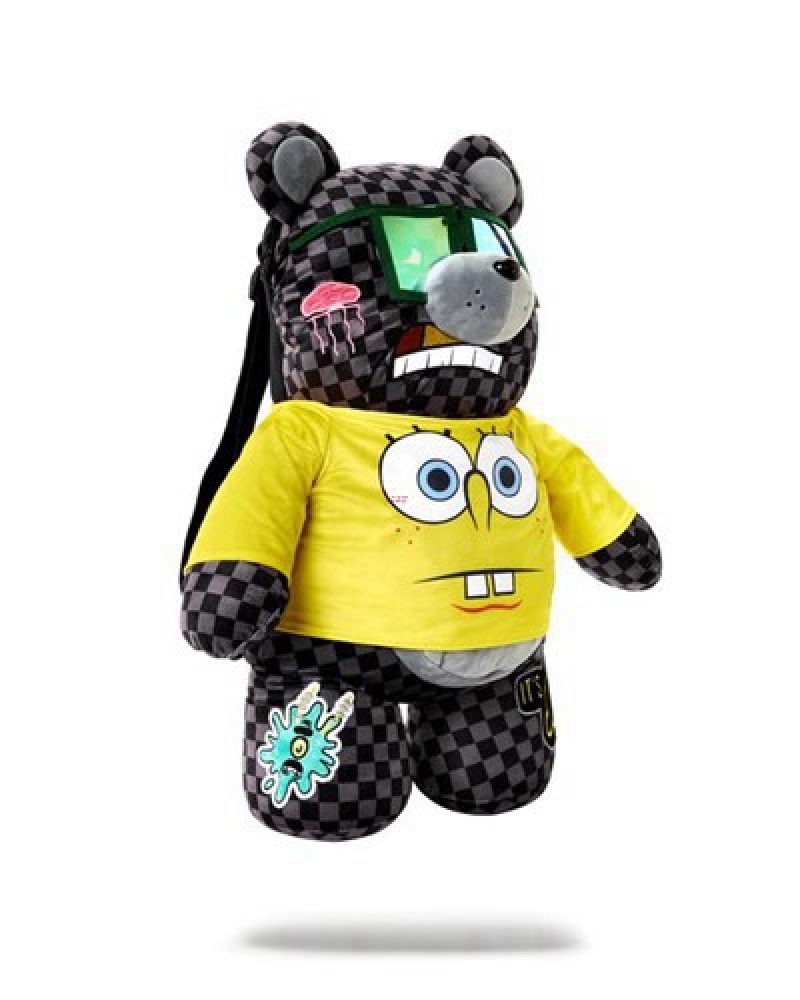 Black Sprayground Spongebob Moneybear Teddybear Backpacks | 35784-ZOBF