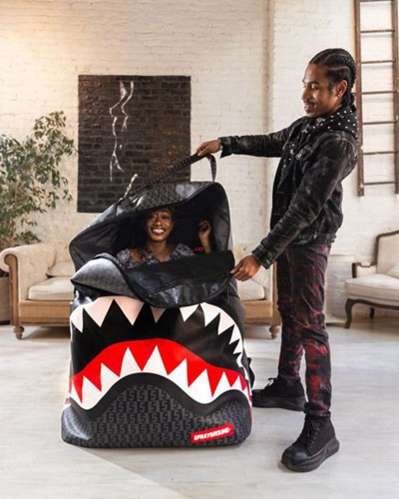 Black Sprayground Spraygatti Revv Biggest In The World Backpacks | 39271-FWPB