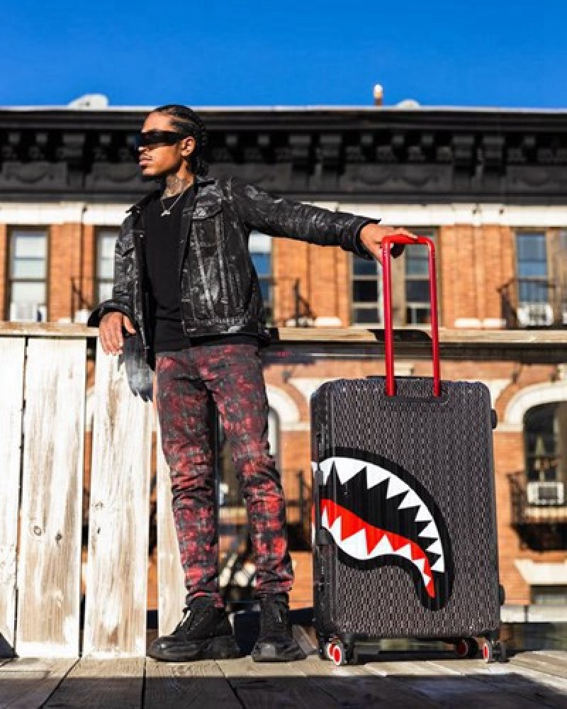 Black Sprayground Spraygatti Revv Sharknautics Hardshell Full-size Luggage | 14697-ESBL