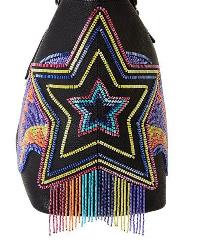 Black Sprayground Star Racer A.I.7 Sandflower Collab Beaded Tote Bags | 82746-TPCX