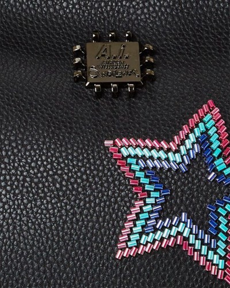 Black Sprayground Star Racer A.I.7 Sandflower Collab Beaded Tote Bags | 82746-TPCX