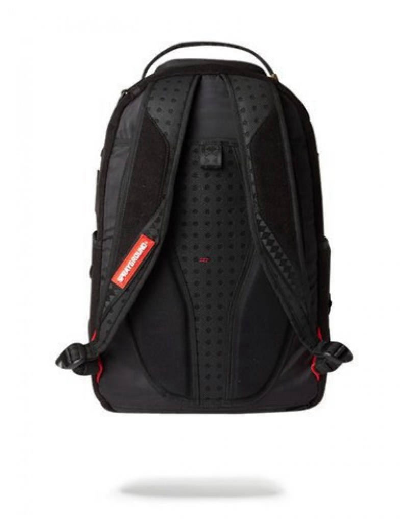 Black Sprayground The 32 Removable Patches Velcro Backpacks | 47186-FDUG