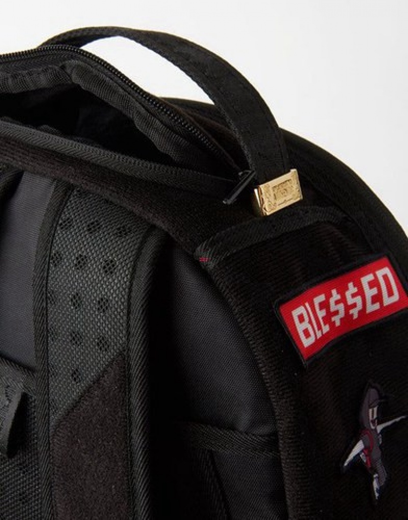 Black Sprayground The 32 Removable Patches Velcro Backpacks | 47186-FDUG