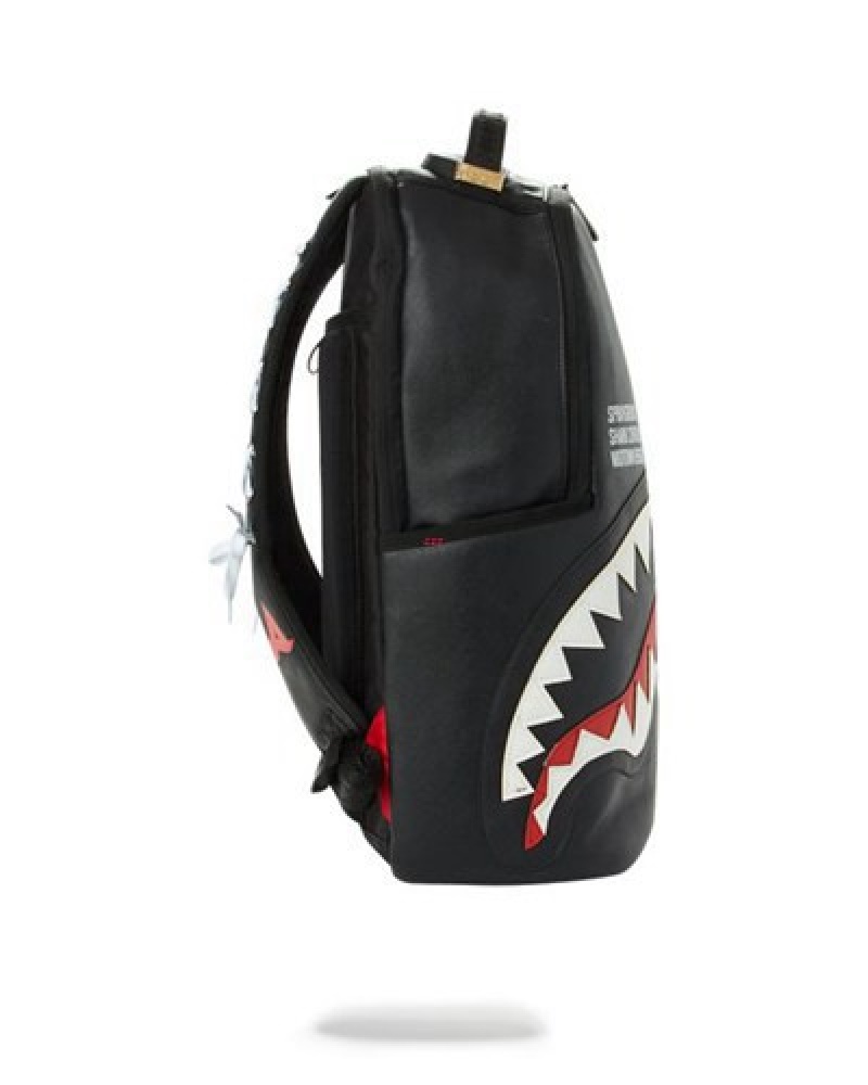 Black Sprayground The Afrojack Shark Backpacks | 27495-DFSH