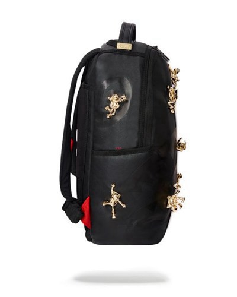 Black Sprayground The Lost In Space (10 3d Gold Metal Astronauts) Backpacks | 02967-HUKG