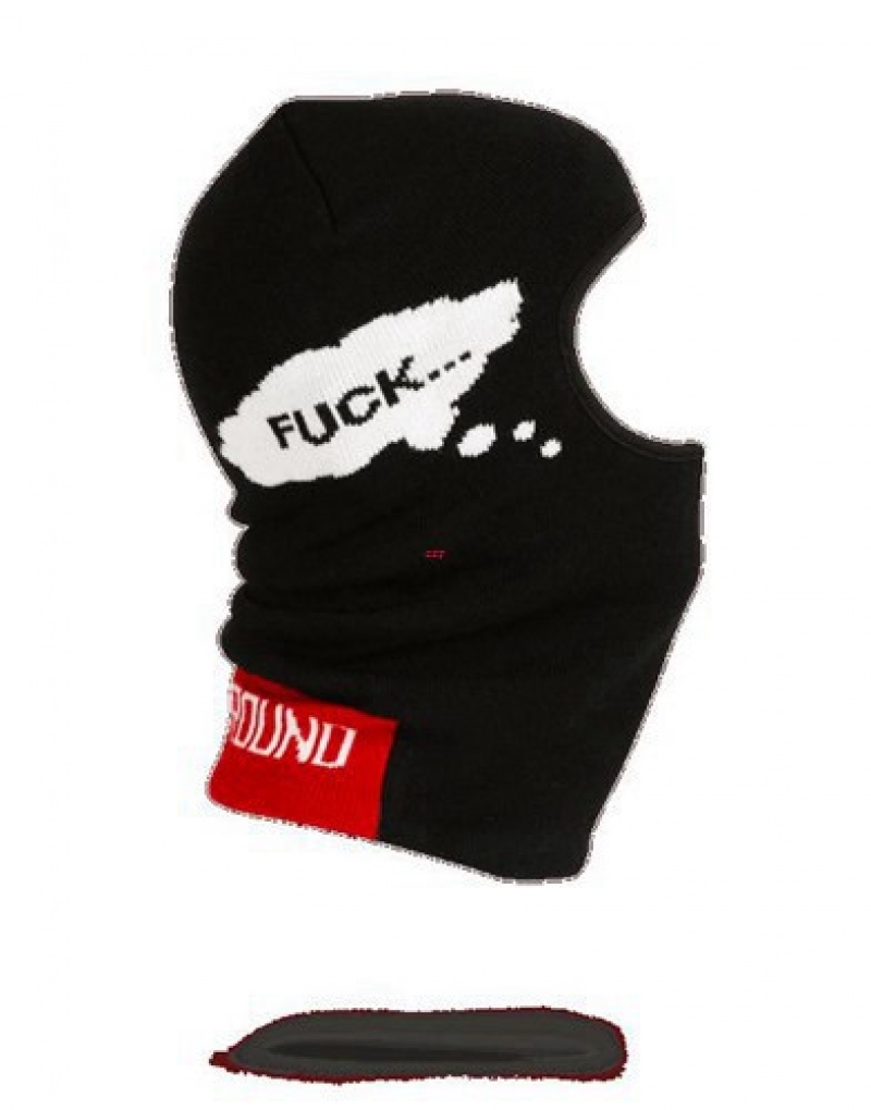 Black Sprayground Thoughts Ski Masks | 80347-UOWP