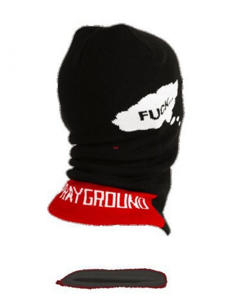 Black Sprayground Thoughts Ski Masks | 80347-UOWP