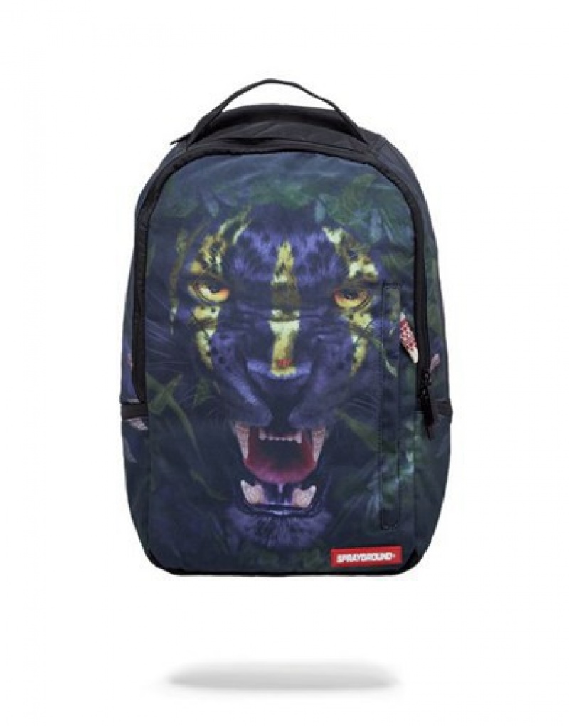 Black Sprayground Tribal Leopard Backpacks | 73496-ZLSG