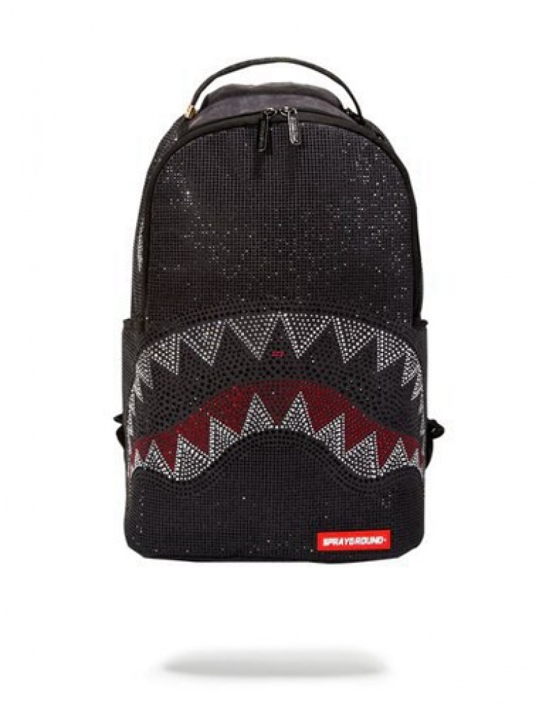 Black Sprayground Trinity Shark Backpacks | 69125-HPBL