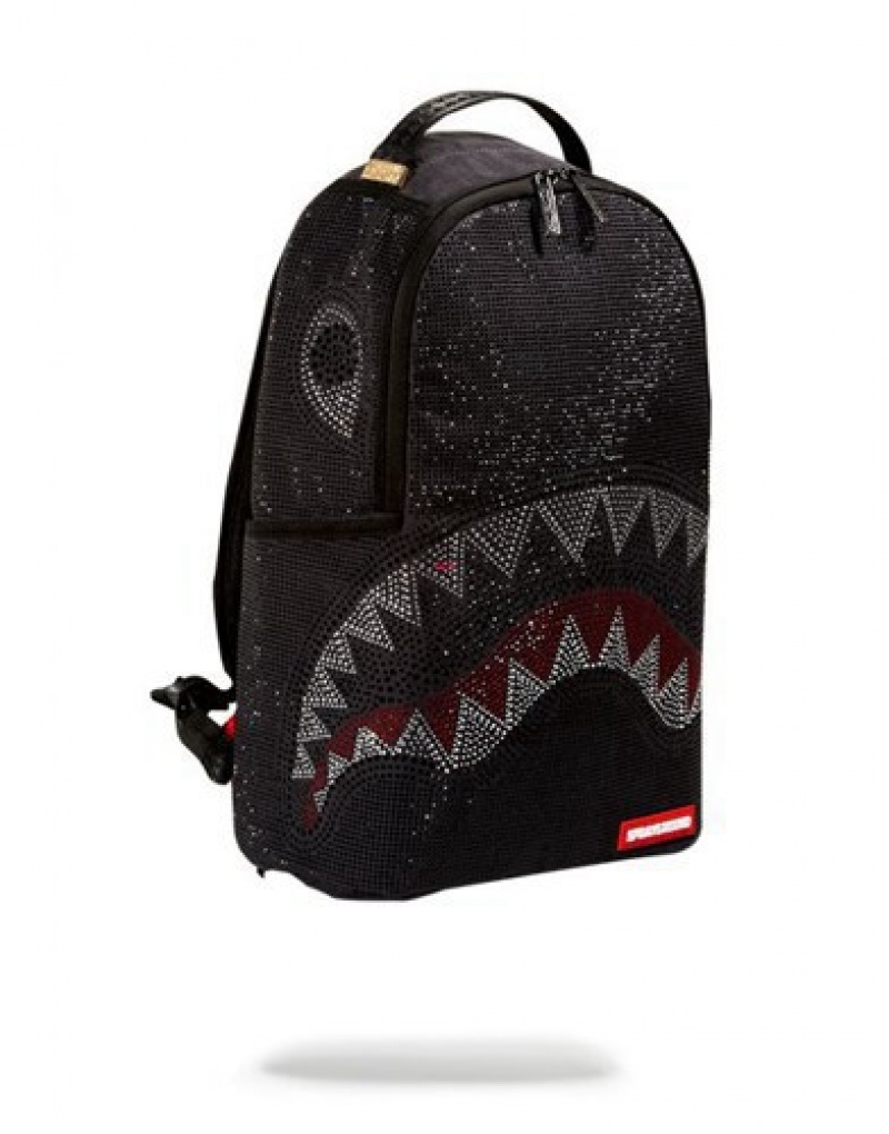 Black Sprayground Trinity Shark Backpacks | 69125-HPBL