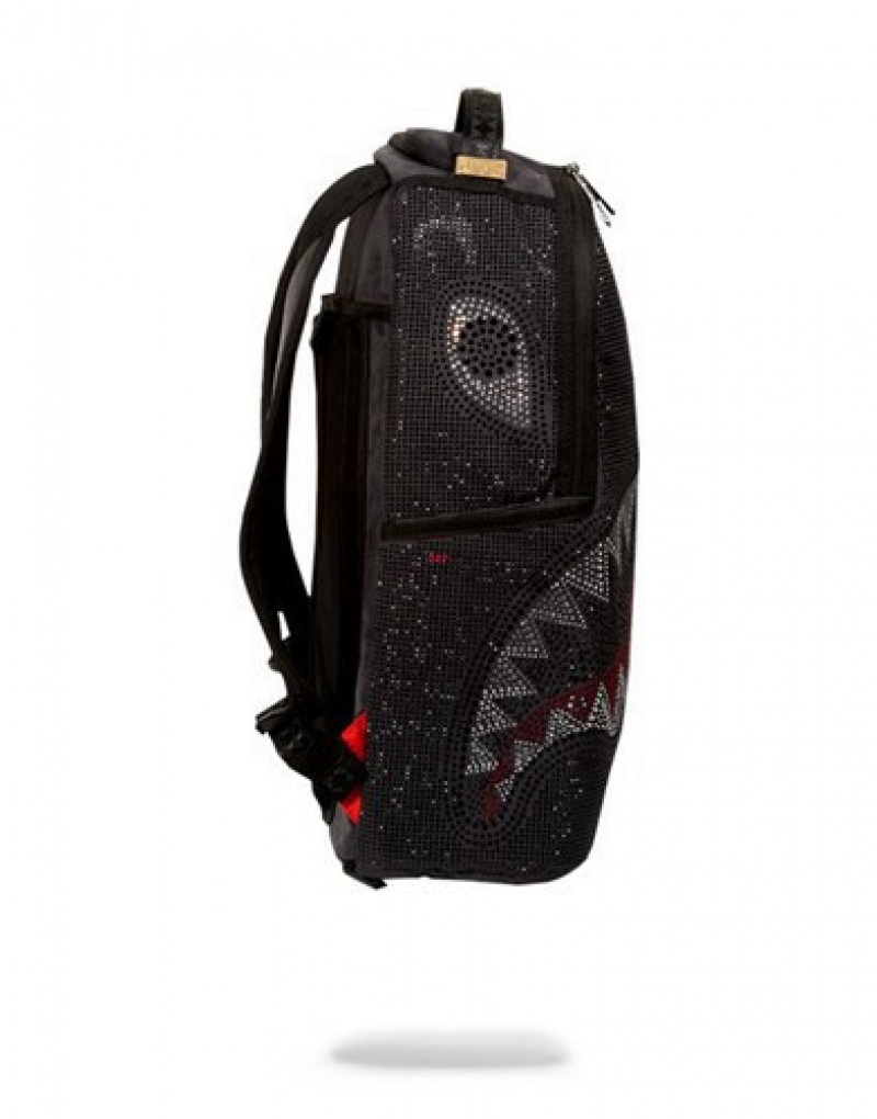 Black Sprayground Trinity Shark Backpacks | 69125-HPBL