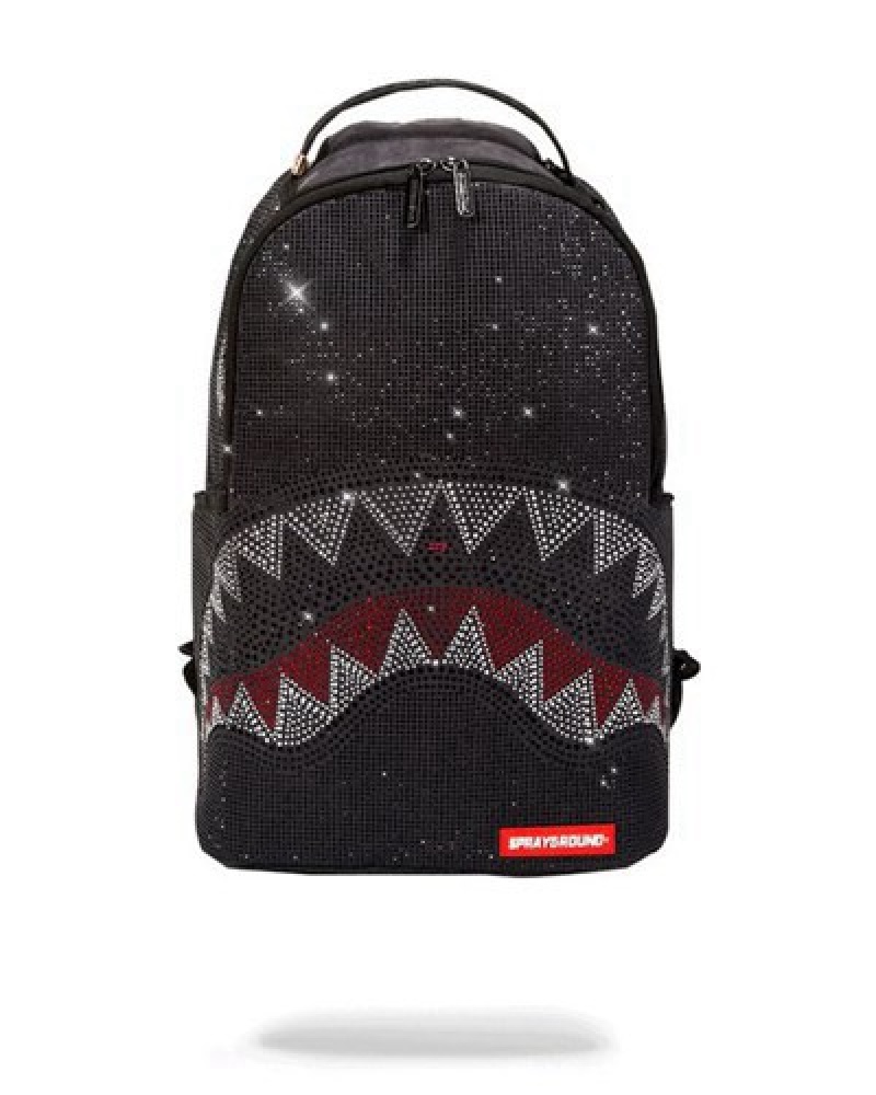 Black Sprayground Trinity Shark Backpacks | 69125-HPBL